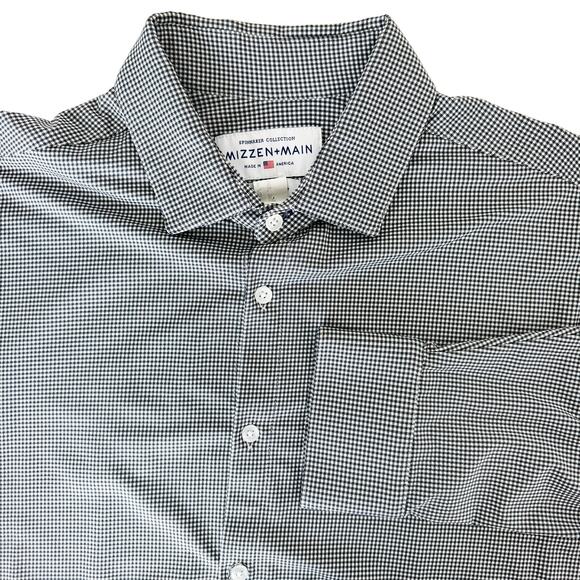 Mizzen+Main Spinnaker Collection Trim Fit Black White MicroCheck Shirt - 2XL XXL - Picture 1 of 10